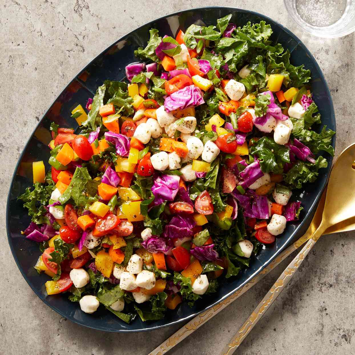 Colorful fresh vegetables and ingredients arranged for meal preparation